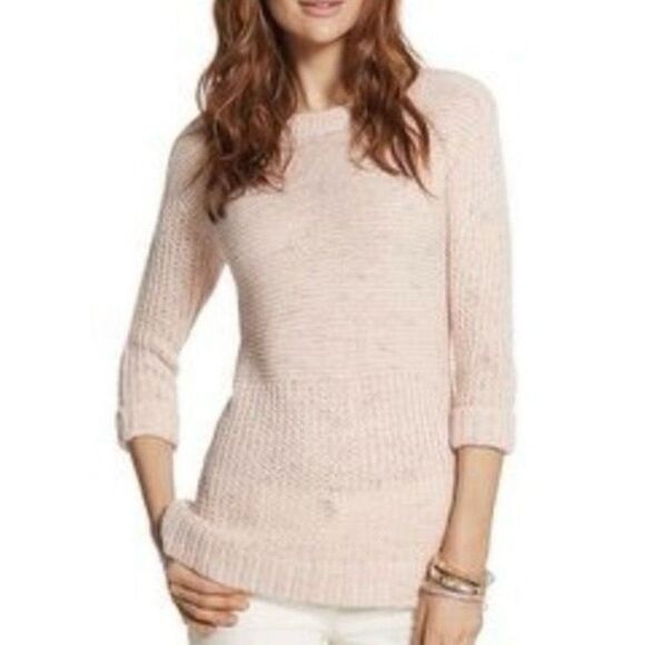 Chico’s Sweater Size 3 or XL Subtle Shine Naomi Pullover Pink Gold - Picture 3 of 8